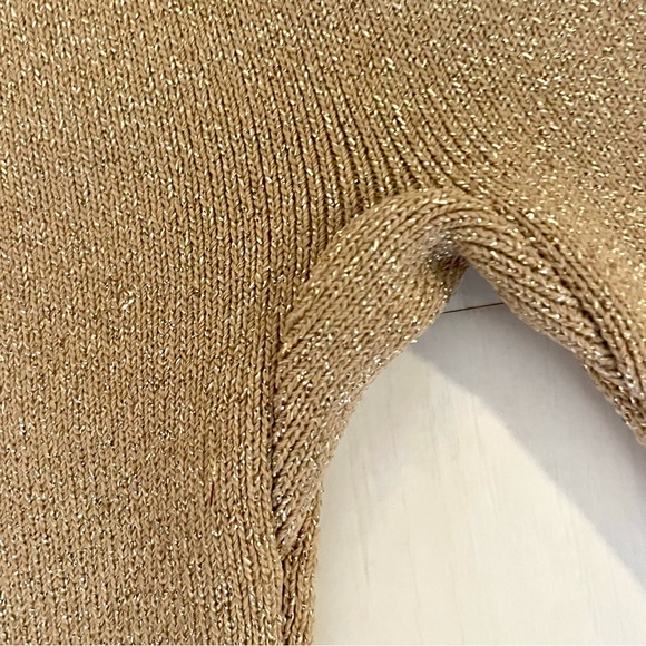NWT Michael Kors Formfitting Long Sleeved Gold Y2K Knit Midi Dress, size Small - Picture 6 of 16